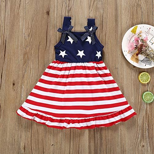 Qpap Toddler Bebek Kız 4th Temmuz Elbise Kıyafet Etekler ABD Bayrağı Prenses Elbiseler Pageant Benim 1st Bağımsız Gün Etek