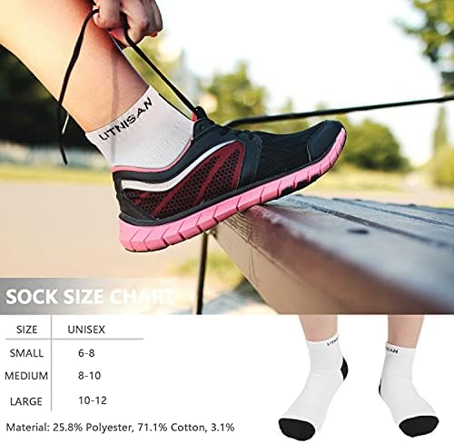 Bayan Erkek Yürüyüş Beyaz Çorap 6 Pairs Minderli Koşu Atletik Esneklik Yastık Ekip Çorap, Büyük
