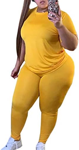 Linsery kadın Artı Boyutu Eşofman Kıyafet Kısa Kollu T Gömlek Uzun Bodycon Legging Pantolon Iki Parçalı Loungewear Yaz Xl-5X