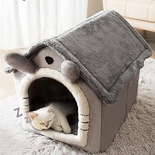Kış Sıcak Kedi Mağaralar Kapalı, Kedi Yatak Çadır Evi ile Çıkarılabilir Yastık ve Su-Dayanıklı Alt, 14 kg Altında için Uygun