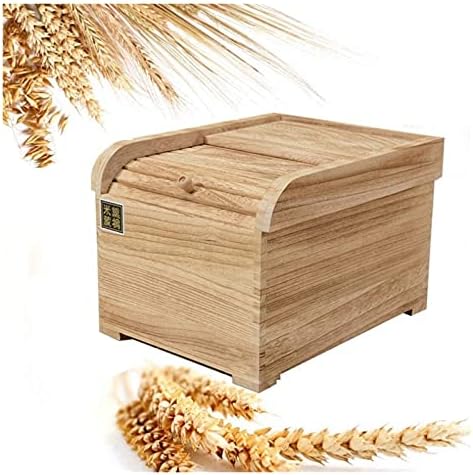 SYZHİWUJİA Gıda Depolama Kapaklı Pirinç Saklama kutusu, 5 kg Pirinç Saklama kutusuölçüm Kabı ile Tahıl Kabı Pirinç Kutusu Ahşap,