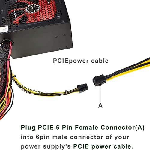 (4 Paket) PCIe Splitter, JZYMOD 6 Pin Dişi Çift PCI-E 8 Pin (6 + 2) Erkek Esnek Kollu Uzatma Kablosu PCI-e VGA Y-Bölücüler