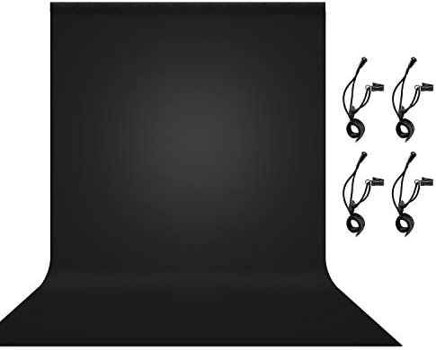 LimoStudio 6 x 9 ft. Siyah Zemin Dikişsiz Arka Plan Ekran, ekstra Yumuşak Skil Doku Fotoğraf Kumaş Muslin ile 4 Elastik Dize