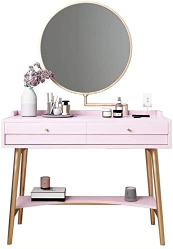 LXYYY En İyi Tasarım Vanity Banklar Makyaj Vanity Vanity Dönen Makyaj Aynası ile Set, 2 Çekmeceli Tuvalet Masası, Makyaj Masası