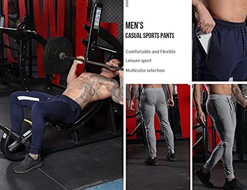 Fuakesor Erkekler Joggers Sweatpants Slim Fit Egzersiz pamuklu pantolonlar Elastik Kemer ve Fermuarlı Cepler