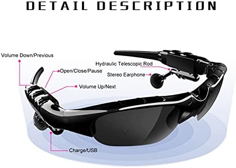 Washranp Akıllı Gözlük ile Bluetooth Uyumlu 5.0, Yüksek Sadakat Kablosuz Kulaklık UV Dayanıklı Binoral Trendy Ses Güneş Gözlüğü
