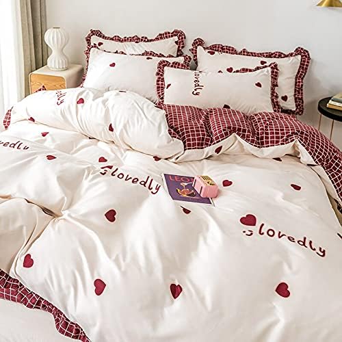 Yeniden Kullanılabilir Çarşaf Prenses Tarzı Yatak Dört Parçalı Ins İskandinav yatak çarşafı Nevresim kızın Kalp Yatak Örtüsü