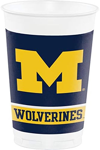 8-NCAA 20 oz'u sayın. Premium Plastik Bardaklar, Michigan Wolverines