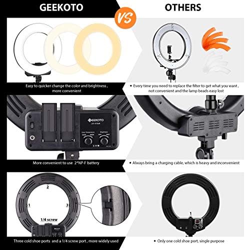 GEEKOTO 18-inç LED halka ışık için telefon ve kamera, 48 W, 3200 k-5600 k halka ışık ile standı ve telefon tutucu için fotoğraf,