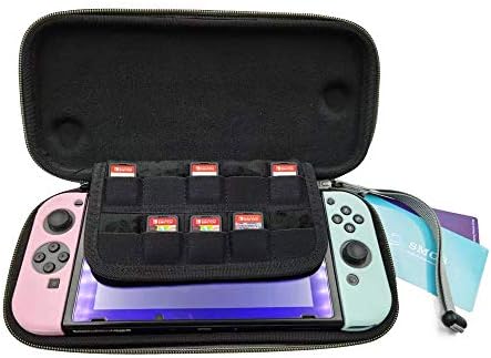 Nintendo Switch için SMOS Taşıma Çantası, YKK Su Geçirmez Fermuar, 10 Oyun Kartuşlu Ultra İnce Sert Kabuk, Seyahat için Koruyucu