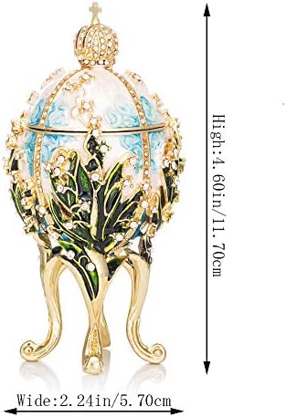QIFU El Boyalı Emaye Faberge Yumurta Tarzı Dekoratif Menteşeli Takı Biblo Kutusu Benzersiz Hediye Ev Dekor